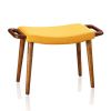Manhattan Comfort Geta Yellow and Antique Walnut Ottoman