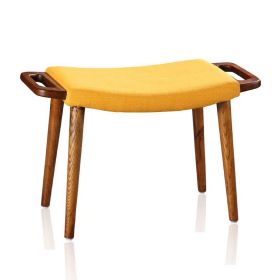 Manhattan Comfort Geta Yellow and Antique Walnut Ottoman