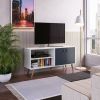 Manhattan Comfort Amber 53.7" TV Stand with Faux Leather Handles in White and Blue