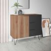 Manhattan Comfort Beekman 35.43 Sideboard with 2 Shelves in Brown and Black