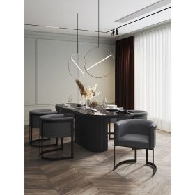 Manhattan Comfort Corso Leatherette Dining Chair with Metal Frame in Grey