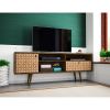 Manhattan Comfort Liberty 70.86" Mid-Century Modern TV Stand with 4 Shelving Spaces and 1 Drawer in Rustic Brown and 3D Brown Prints