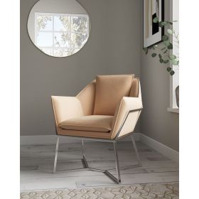 Manhattan Comfort Origami Velvet Accent Chair in Fawn