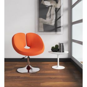 Manhattan Comfort Perch Orange and Polished Chrome Wool Blend Adjustable Chair