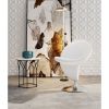 Manhattan Comfort Curl Cream and Polished Chrome Wool Blend Swivel Accent Chair