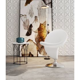 Manhattan Comfort Curl Cream and Polished Chrome Wool Blend Swivel Accent Chair