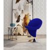 Manhattan Comfort Curl Blue and Polished Chrome Wool Blend Swivel Accent Chair