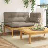 Patio Sofa Taupe Solid acacia wood with fabric cushions Large