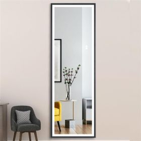22" x 65" Led Lighted Full Length Mirror; Body Mirrors with Sand black Frame; Touch Switch and Stepless Dimmable