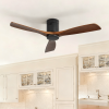 52 Inch Low Profile Ceiling Fan DC 3 Wood Fan Blade Noiseless Reversible Motor Remote Control Without Light