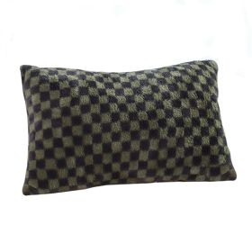 11.8inches Urban Light Luxury Dark Green Checkered Lumbar Throw Pillow – Soft Decorative Cushion