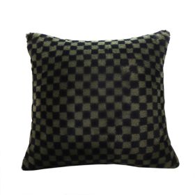 11.8inches Urban Light Luxury Dark Green Checkered Lumbar Throw Pillow – Decorative Cushion