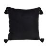 17.7in Black Vintage Butterfly Pillow – Velvet Square Throw Pillow with Tassels, Decorative Cushion
