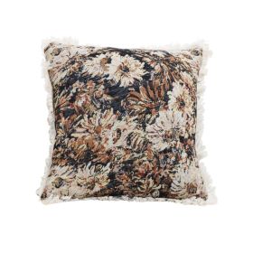 19.7in Vintage Oil Painting Throw Pillow – Colorful Raised Embroidery Empress Flower Decorative Cushion