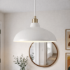 Astral Single Light White Pendant Lamp with Golder Brass Finish for Entrance Kitchen Island 14"D × 8"H