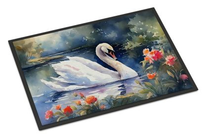 NEW Swan Doormat Front Door Mat Indoor Outdoor Rugs for Entryway, Non Slip Washable Low Pile, 18H X 27W
