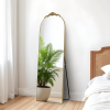 67"*23"Wooden right-angled arched gold full-length mirror with stand for Living Room, Bedroom, Hanging or Leaning Against The Wall