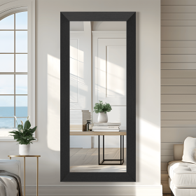 71"*31"Solid wood inner beveled edge, right-angled rectangular black full-length mirror for Living Room, Bedroom, Hanging or Leaning Against The Wall