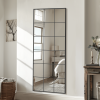 69"*30"Iron grid right-angled rectangular black full-length mirror for Living Room, Bedroom, Hanging or Leaning Against The Wall