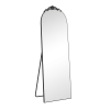 67"*23"Wooden right-angled arched black full-length mirror with stand for Living Room, Bedroom, Hanging or Leaning Against The Wall