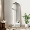 67"*23"Wooden right-angled arched black full-length mirror with stand for Living Room, Bedroom, Hanging or Leaning Against The Wall