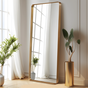 71"x31"Aluminum alloy rounded corners rectangular imitation electroplated full-length mirror Bathroom Vanity Mirror for Bedroom Entryway
