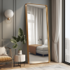71"x28" Morden Round Angle Rectangle Golden Alloy Aluminium Framed Full-Length Mirror Bathroom Vanity Mirror for Bedroom Entryway