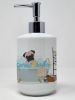 Fawn Pug Ceramic Soap Dispenser Hand Soap Dispenser Pump Bottles for Bathroom Kitchen, Empty Refillable Liquid Soap Container