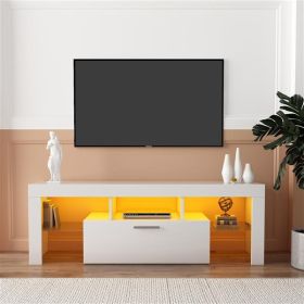 Fashion TV stand, Entertainment Center, media console, with LED light belt, remote control and tempered glass shelf