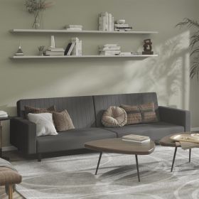 Sofa Bed Dark Grey Velvet (100% polyester), wood, foam, plastic