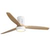 52 Inch Indoor Flush Mount Ceiling Fan with LED Light and Remote Control