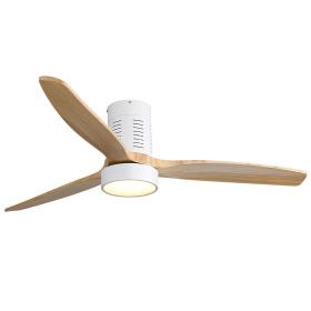 52 Inch Indoor Flush Mount Ceiling Fan with LED Light and Remote Control