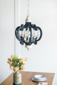 Wood Chandelier 6 - Light Farmhouse Pendant Lighting Natural Wood Hanging Light Fixture for Kitchen Living Dining Room, Bulb Not Included