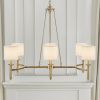 6-light Chandelier with Fabric Drum Shades Antique Gold See below