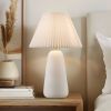 Textured Ceramic Table Lamp with Fluted Fabric Shade White See below