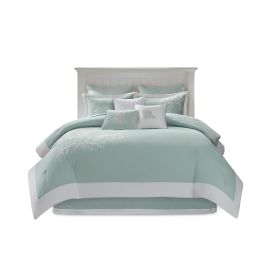 Oversized Cotton Jacquard Comforter Set Aqua King