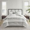 6 Piece Cotton Jacquard Oversized Comforter Set White/Grey Cal King