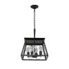 (Same as W1340111204/L1010) 16" Black Gold Industrial 4-Light Pendant Chandelier, Modern Metal Cage Design, Adjustable Hanging Light for Dining Room