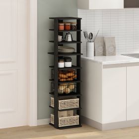Compact 9-Tier Vertical Space Saving Free Standing Corner Shelf, Display Rack, Espresso