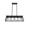 32-inch Black Industrial 5-Light Pendant Chandelier, Modern Metal Cage Design, Adjustable Hanging Light for Dining Room, Kitchen