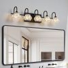29" Retro 5-Light Bathroom Vanity Light Fixture - Black Finish with Crystal Glass Shades, Wall Mounted Lighting for Bathroom, Powder Room