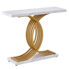 Narrow Console Sofa Table, 39.4 inches Behind Couch Table, 1-Tier Long Entryway Table and Skinny Hallway Table, Narrow Sofa Table with Metal Frame