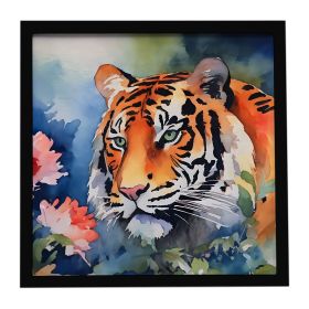 Tiger Framed Metal Print Bathroom, Kitchen, Office, Home Decor Wall Art Ready to Hang, Square, 8X8