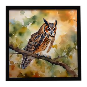 Long-Eared Owl Framed Metal Print Bathroom, Kitchen, Office, Home Decor Wall Art Ready to Hang, Square, 8X8