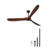 72 Inch Ceiling Fan without Light, 6-Speed Remote Control, 3-Wood-Blade, Reversible DC Motor, Modern Low Profile Flush Mount Exterior Fan for Bedroom