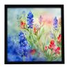 Texas Bluebonnets in Watercolor Framed Metal Print Bathroom, Kitchen, Office, Home Decor Wall Art Ready to Hang, Square, 8X8