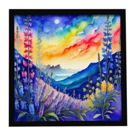 Colorful Delphinium Framed Metal Print Bathroom, Kitchen, Office, Home Decor Wall Art Ready to Hang, Square, 8X8
