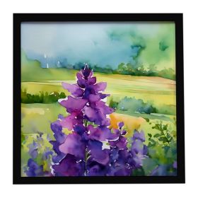 New Jersey Violet in Watercolor Framed Metal Print Bathroom, Kitchen, Office, Home Decor Wall Art Ready to Hang, Square, 8X8