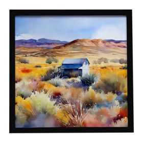 Nevada Sagebrush in Watercolor Framed Metal Print Bathroom, Kitchen, Office, Home Decor Wall Art Ready to Hang, Square, 8X8