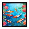 Koi Fish Framed Metal Print Bathroom, Kitchen, Office, Home Decor Wall Art Ready to Hang, Square, 8X8